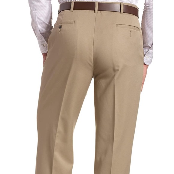 (1739) Haggar Men's Cool 18 Stria Hidden Expandable Waistband Plain Front Pant - Picture 4 of 8